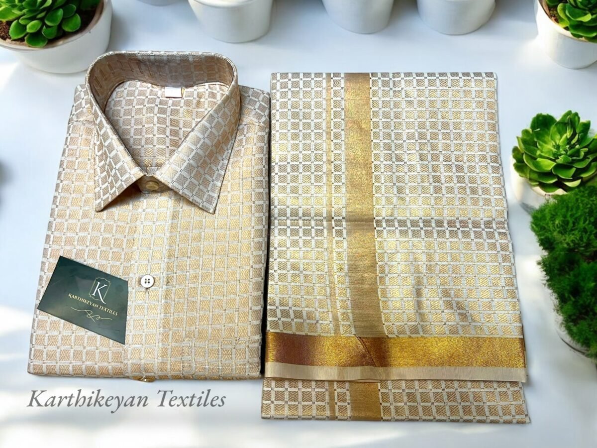 Mens Tissue jacquard Gold Jari Square Combo - Image 2